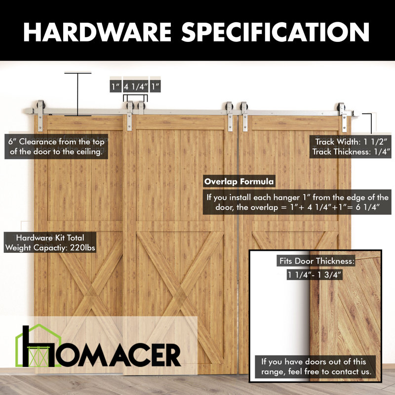 Homacer Nickel Single Bypass Double Barn Door Hardware Kit Wayfair
